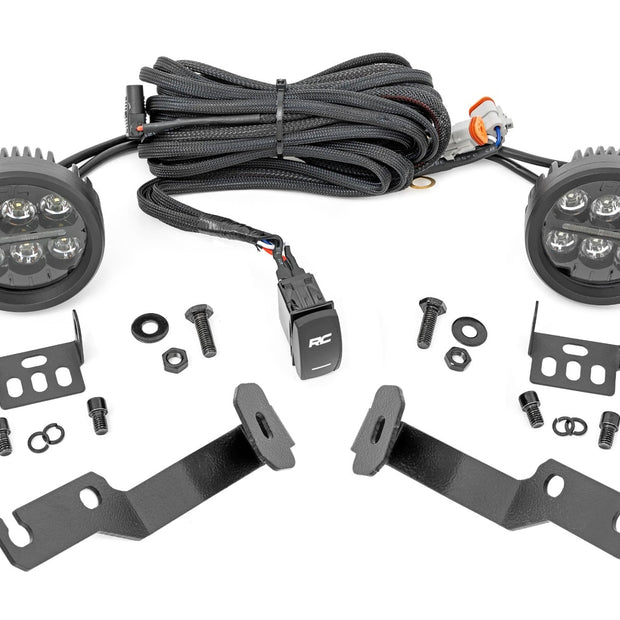 LED Light Kit | Ditch Mount | Black Series Round | 3.5 Inch | Amber DRL | Toyota Tacoma (05-15)