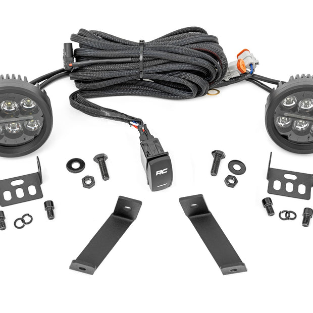LED Light Kit | Ditch Mount | Black Series Round | 3.5 Inch | Amber DRL | Jeep Cherokee KL (14-21)