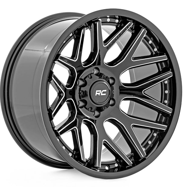 Rough Country 95 Series Wheel | One-Piece | Gloss Black Machined | 20x10 | 8x6.5 | -19mm