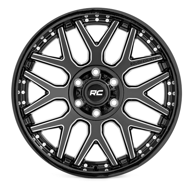 Rough Country 95 Series Wheel | Machined One-Piece | Gloss Black | 20x10 | 8x170 | -19mm