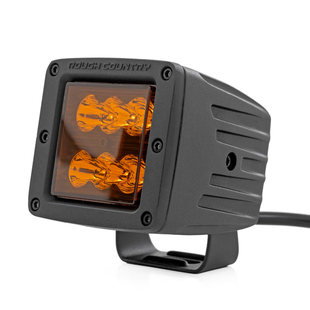 2 Inch LED Light Pods | Spot Beam | Amber Lens | Square