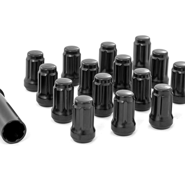 Lug Nut Set | M12x1.5 | 16 Qty | Splined | Black