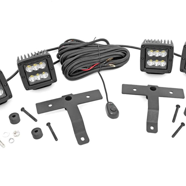 Quad LED Light Kit | Cowl Mount | 2" Black Pairs | Spot | Jeep Gladiator JT/Wrangler JL (18-26)