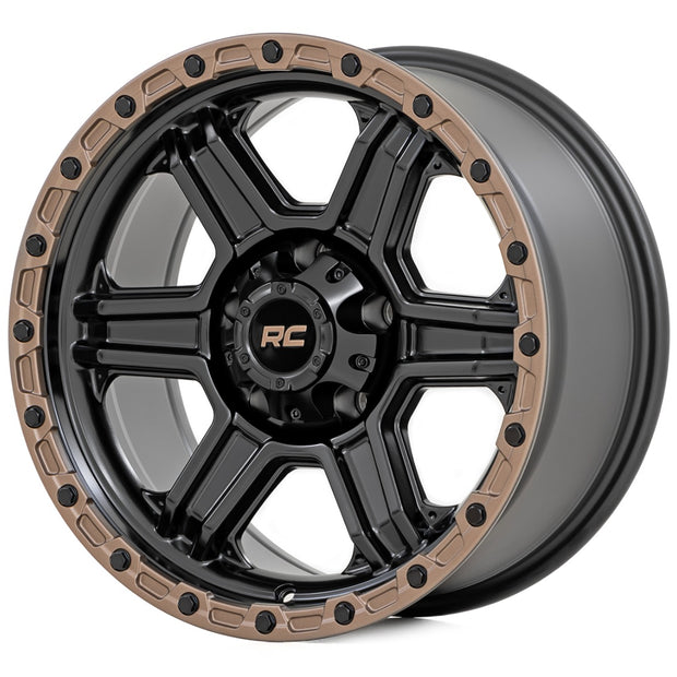 Rough Country 79 Series Wheel | One-Piece | Semi Gloss Black w/Bronze Ring | 17x8.5 | 5x5 | 0mm
