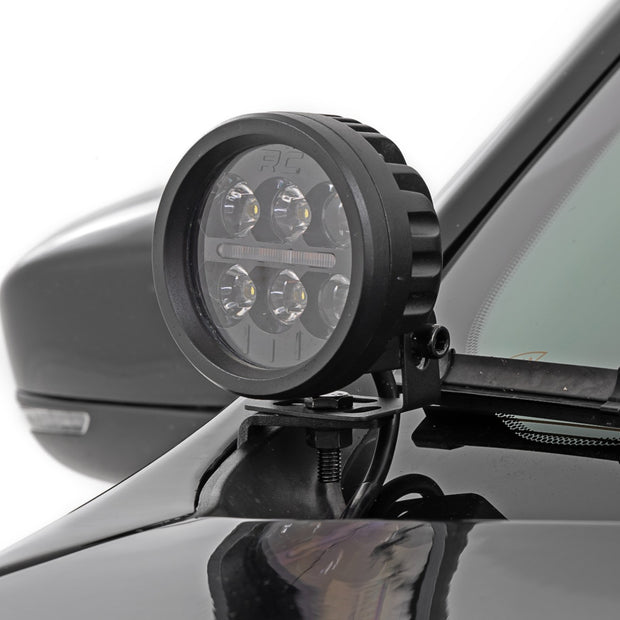 LED Light Kit | Ditch Mount | Black Series Round | 3.5 Inch | Amber DRL | Jeep Cherokee KL (14-21)