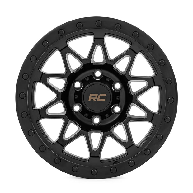 Rough Country 78 Series Wheel | Simulated Beadlock | Black | 17x8.5 | 5x5 | +0mm