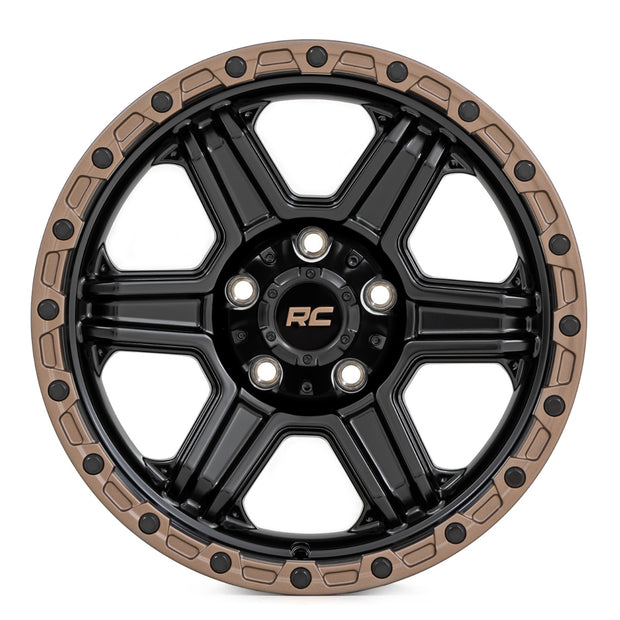 Rough Country 79 Series Wheel | One-Piece | Semi Gloss Black w/Bronze Ring | 15x8 | 5x5.5 | -19mm
