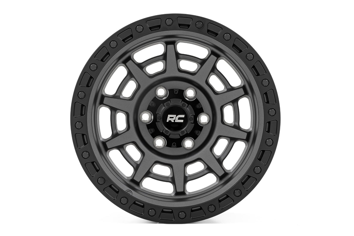 Rough Country 85 Series Wheel | Simulated Beadlock | Gunmetal Gray/Black | 17x9 | 6x135 | -12mm