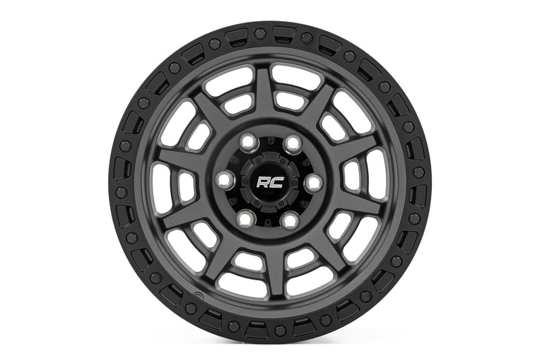 Rough Country 85 Series Wheel | Simulated Beadlock | Gunmetal Gray/Black | 17x9 | 6x5.5 |+25mm