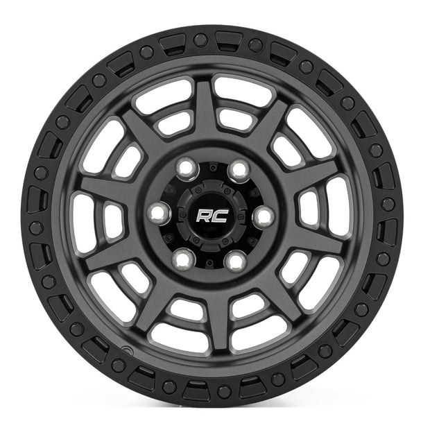 Rough Country 85 Series Wheel | Simulated Beadlock | Gunmetal Gray/Black | 17x9 | 8x6.5 | +0