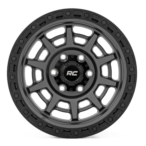 Rough Country 85 Series Wheel | Simulated Beadlock | Gunmetal Gray/Black | 17x9 | 8x170 | -12