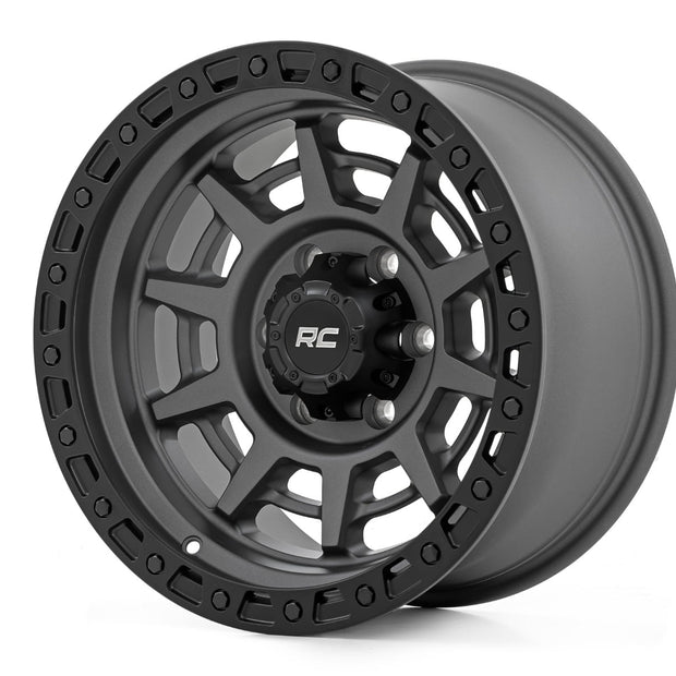 Rough Country 85 Series Wheel | Simulated Beadlock | Gunmetal Gray/Black | 17x9 | 6x5.5 | -18mm