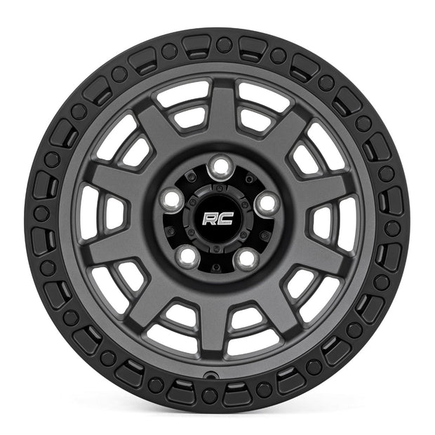 Rough Country 85 Series Wheel | One-Piece | Gunmetal Gray/Black | 15x8 | 5x4.5 | -19mm