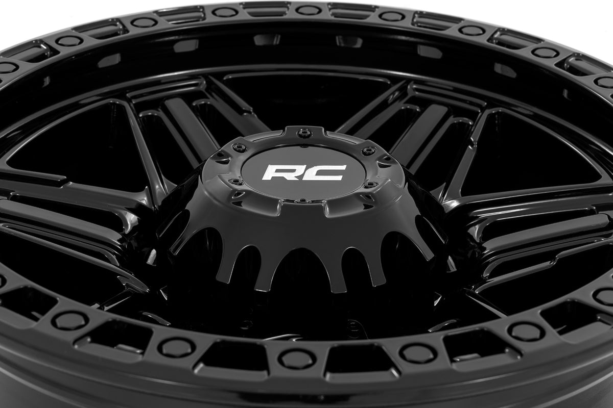 Rough Country 76 Series Wheel | Simulated Bead Lock | Gloss Black | 17x9 | 5x4.5 | +0mm