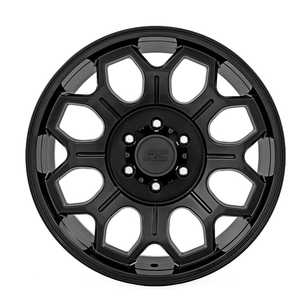 Rough Country 77 Series Wheel | One-Piece | Semi Gloss Black | 20x10 | 6x135 | -25mm