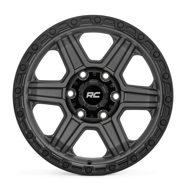 Rough Country 79 Series Wheel | One-Piece | Gunmetal Gray w/Black Ring | 17x8.5 | 6x5.5 | 0mm