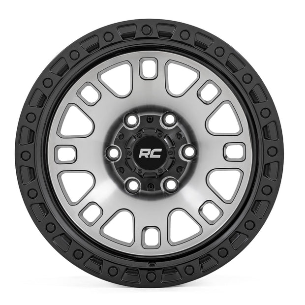 Rough Country 82 Series Wheel | One-Piece | Machined Semi Gloss Black | 15x8 | 5x4.5 | -19mm