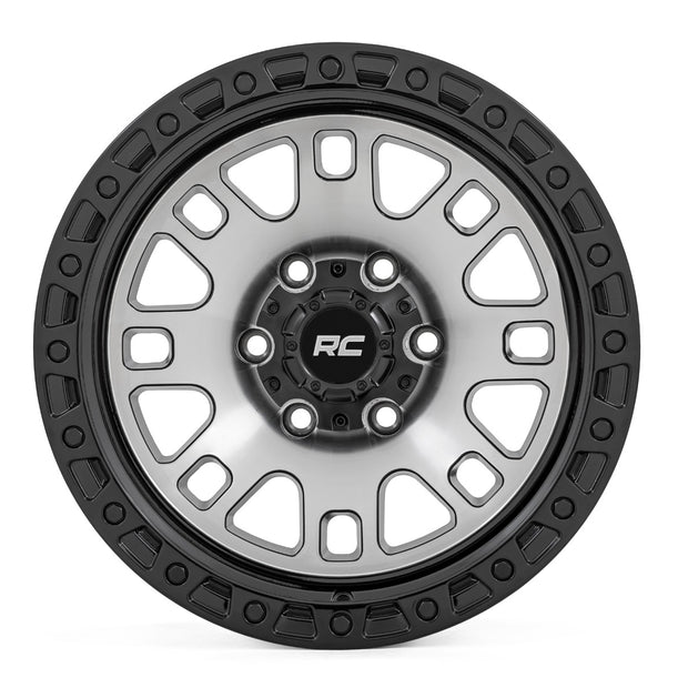 Rough Country 82 Series Wheel | One-Piece | Machined Semi Gloss Black | 17x9 | 6x5.5 | -12mm