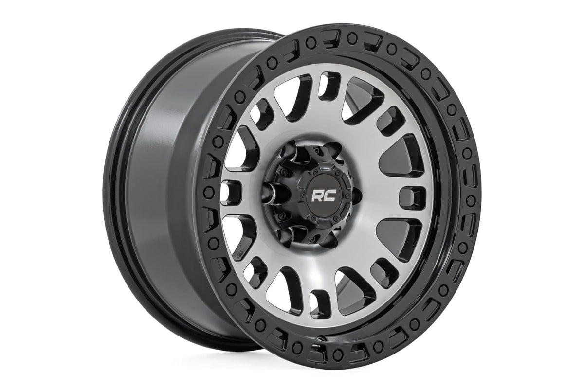 Rough Country 82 Series Wheel | One-Piece | Machined Semi Gloss Black | 18x9 | 6x5.5 | -12mm