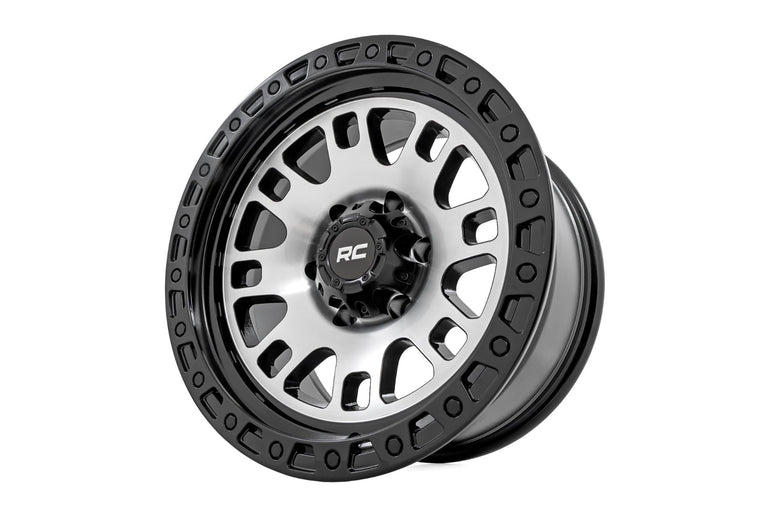 Rough Country 82 Series Wheel | One-Piece | Machined Semi Gloss Black | 18x9 | 6x5.5 | -12mm