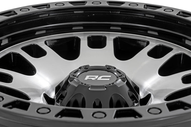 Rough Country 82 Series Wheel | One-Piece | Machined Semi Gloss Black | 15x8 | 5x4.5 | -19mm