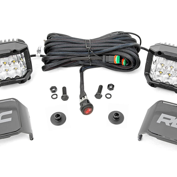 LED Light Kit | Ditch Mount |  2" Chrome Pair | Wide | Ford Bronco 4WD (21-26)