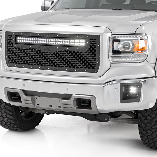 Mesh Grille | 30" Dual Row LED | Black | Amber DRL | GMC Sierra 1500 (14-15)