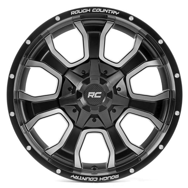 Rough Country 93 Series Wheel | One-Piece | Machined Black | 20x9 | 6x5.5/6x135 | 0mm