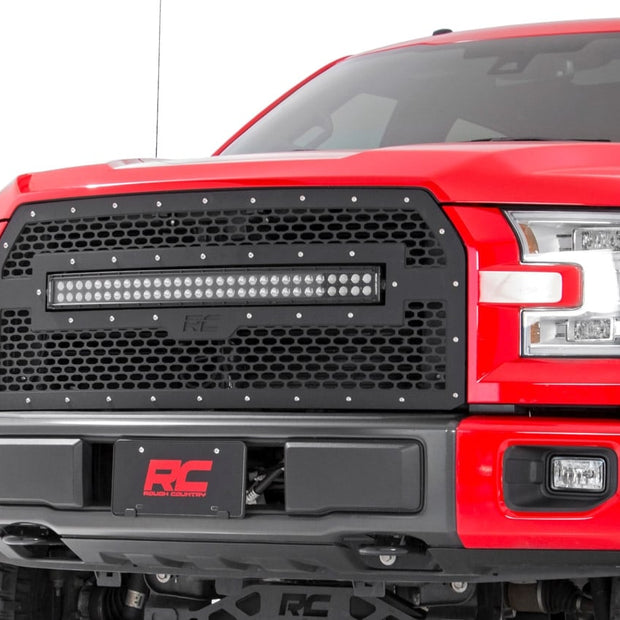 Mesh Grille | 30" Dual Row LED | Black Ser | Ford F-150 2WD/4WD (2015-2017)