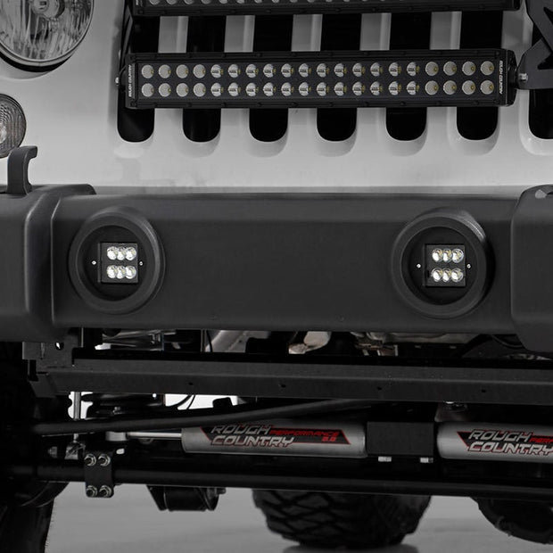 LED Light Kit | Fog Mount | 2" Black Pair | Jeep Wrangler JK/Wrangler Unlimited (10-18)