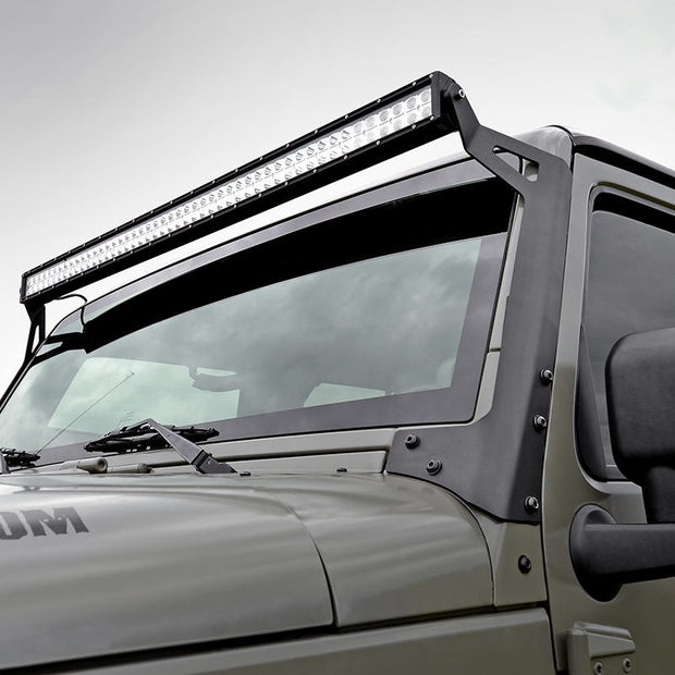 LED Light Kit | Windshield Mount | 50" Black Dual Row | Jeep Wrangler JK (07-18)