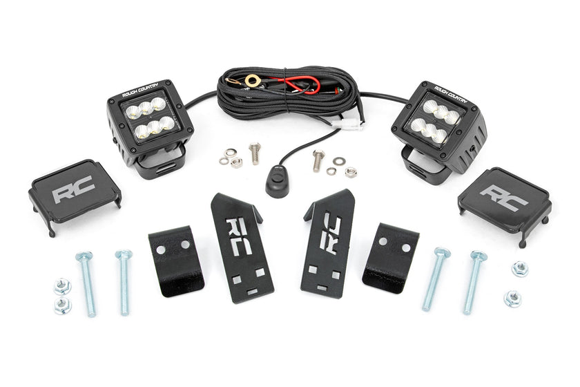 LED Light Kit | "A" Pillar Mount | 2" Black Pair | Spot | Polaris RZR PRO XP