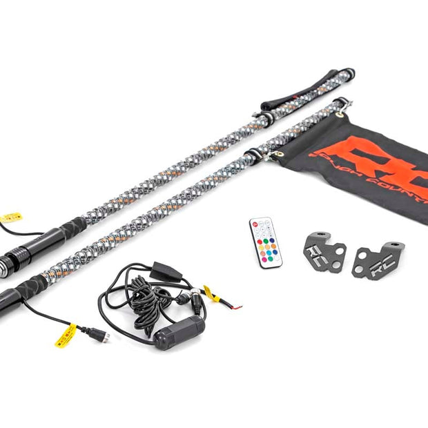 Whip Mount | Cage | 4' Multl-Color LED Whip Pair | Polaris RZR XP 1000