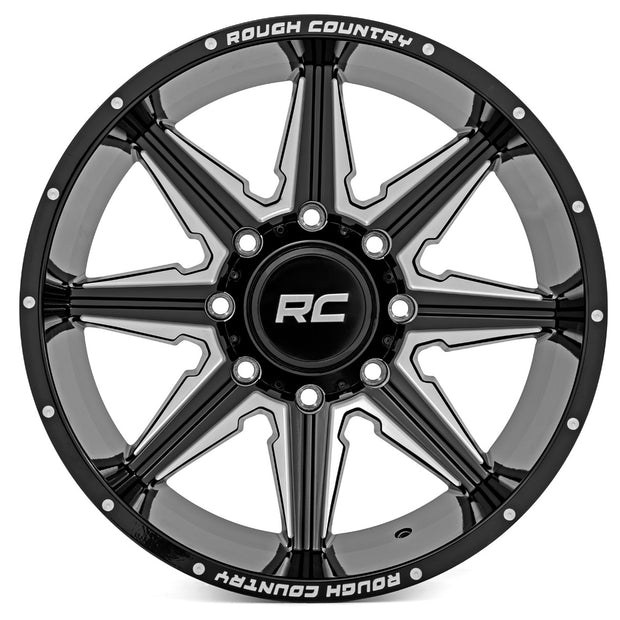 Rough Country 91M Series Wheel | One-Piece | Gloss Black | 20x12 | 8x170 | -44mm