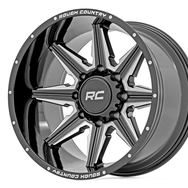 Rough Country 91M Series Wheel | One-Piece | Gloss Black | 20x12 | 8x170 | -44mm