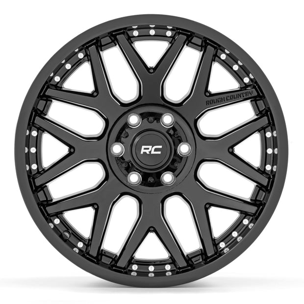Rough Country 95 Series Wheel | One-Piece | Gloss Black | 20x10 | 8x170 | -19mm