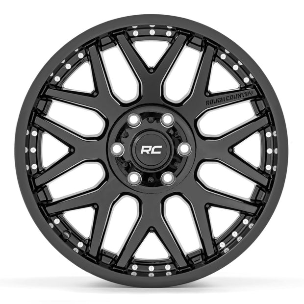 Rough Country 95 Series Wheel | One-Piece | Gloss Black | 20x10 | 6x5.5 | -25mm
