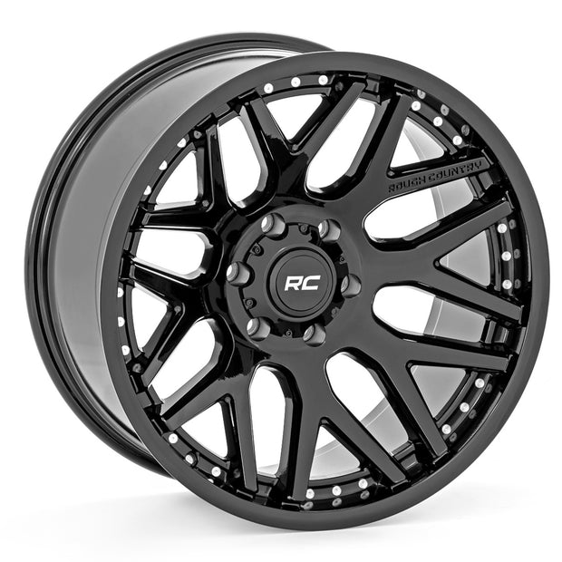 Rough Country 95 Series Wheel | One-Piece | Gloss Black | 20x10 | 8x170 | -19mm