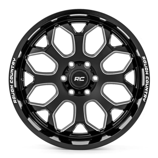 Rough Country 96 Series Wheel | One-Piece | Gloss Black | 20x10 | 8x180 | -19mm