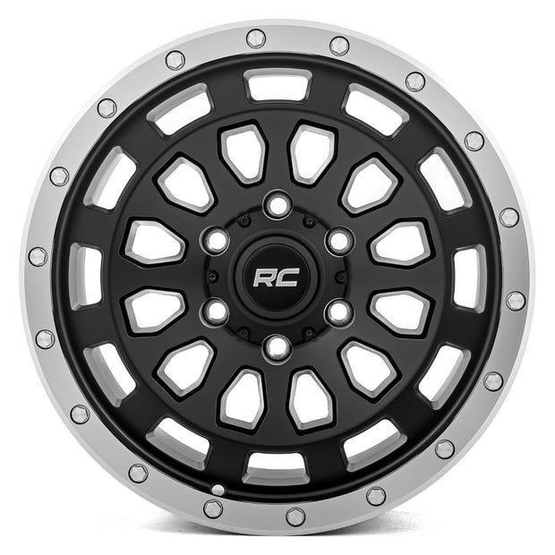 Rough Country 87 Series Wheel | Simulated Beadlock | Black/Machined | 17x8.5 | 6x5.5 | +0mm