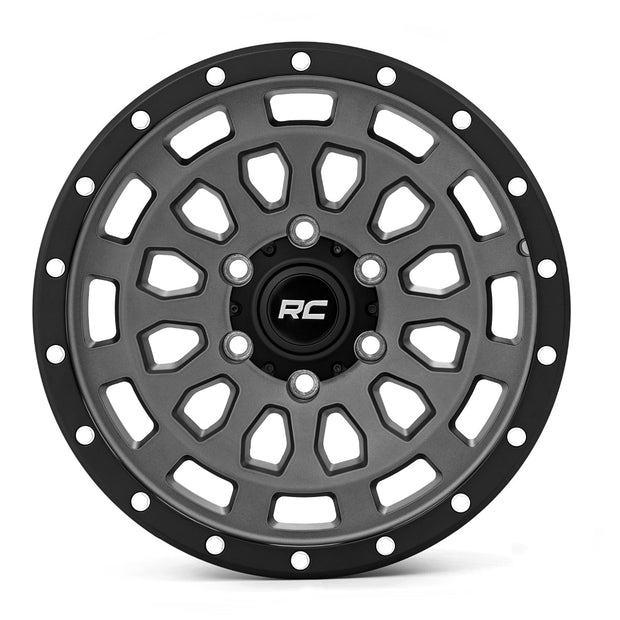Rough Country 87 Series Wheel | Simulated Beadlock | Gray/Black | 17x8.5 | 6x5.5 | +0mm